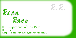 rita racs business card